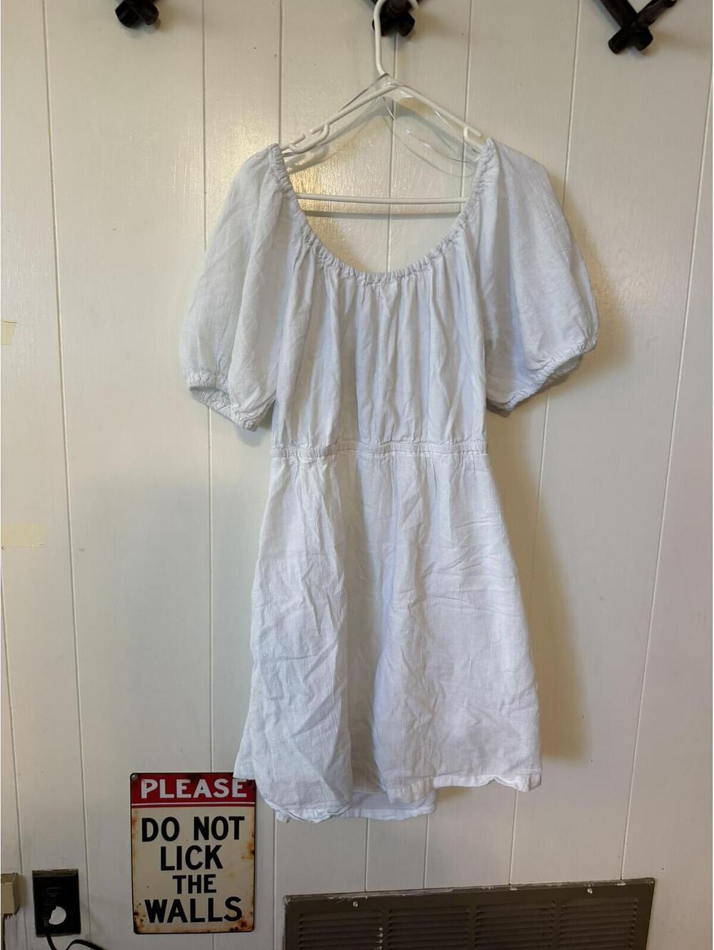 Old Navy Women's XL White Puff Sleeve Tie Back Mini Dress
